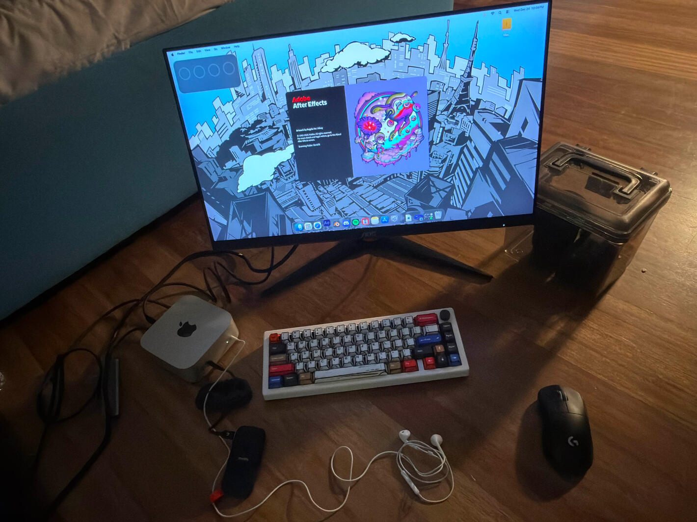 work setup during christmas eve for this